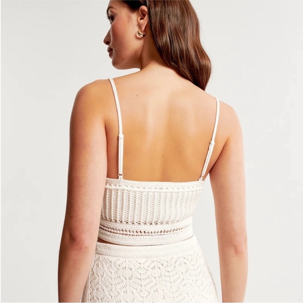 Abercrombie & Fitch A&F Crochet Style Macrame Tank top cream M boho - Picture 3 of 10